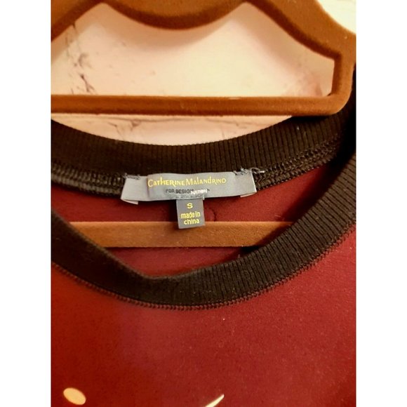 Catherine Malandrino "Paris Je T'aime" Oversized   Top Size Small Burgundy - Picture 2 of 5